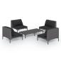 Preview: 5-tlg. Garten-Lounge-Set mit Kissen Poly Rattan Dunkelgrau