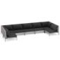 Preview: 7-tlg. Garten-Lounge-Set mit Kissen Poly Rattan Dunkelgrau