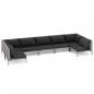 Preview: 7-tlg. Garten-Lounge-Set mit Kissen Poly Rattan Dunkelgrau