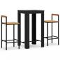 Preview: 3-tlg. Gartenbar-Set Schwarz Poly Rattan & Massivholz Akazie