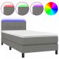 Preview: Boxspringbett mit Matratze & LED Dunkelgrau 90x200 cm Stoff