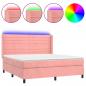 Preview: Boxspringbett mit Matratze & LED Rosa 180x200 cm Samt