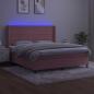 Preview: Boxspringbett mit Matratze & LED Rosa 180x200 cm Samt