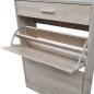 Preview: Schuhschrank mit Schubfach & oberes Glasregal Holz Eichenoptik