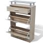 Preview: Schuhschrank mit Schubfach & oberes Glasregal Holz Eichenoptik