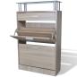 Preview: Schuhschrank mit Schubfach & oberes Glasregal Holz Eichenoptik