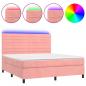 Preview: Boxspringbett mit Matratze & LED Rosa 180x200 cm Samt