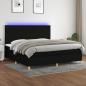 Preview: ARDEBO.de - Boxspringbett mit Matratze & LED Schwarz 200x200 cm Stoff