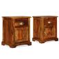 Preview: Nachttisch 2 Stk. 40 x 30 x 50 cm Massivholz