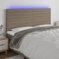 Preview: ARDEBO.de - LED Kopfteil Taupe 180x5x118/128 cm Stoff