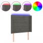 Preview: LED Kopfteil Dunkelgrau 103x16x118/128 cm Samt
