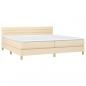 Preview: Boxspringbett mit Matratze & LED Creme 200x200 cm Stoff