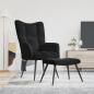 Preview: ARDEBO.de - Relaxsessel mit Hocker Schwarz Samt