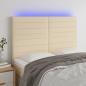 Preview: ARDEBO.de - LED Kopfteil Creme 144x5x118/128 cm Stoff