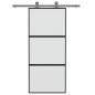Preview: Schiebetür Schwarz 90x205 cm Hartglas und Aluminium