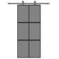 Preview: Schiebetür Schwarz 90x205 cm Hartglas und Aluminium