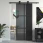 Preview: Schiebetür Schwarz 90x205 cm Hartglas und Aluminium