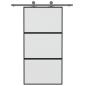 Preview: Schiebetür Schwarz 102,5x205 cm Hartglas und Aluminium