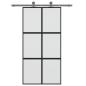 Preview: Schiebetür Schwarz 102,5x205 cm Hartglas und Aluminium
