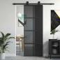 Preview: Schiebetür Schwarz 76x205 cm Hartglas und Aluminium