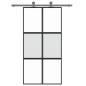 Preview: Schiebetür Schwarz 102,5x205 cm Hartglas und Aluminium
