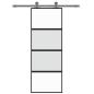 Preview: Schiebetür Schwarz 76x205 cm Hartglas und Aluminium