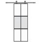 Preview: Schiebetür Schwarz 76x205 cm Hartglas und Aluminium