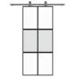Preview: Schiebetür Schwarz 90x205 cm Hartglas und Aluminium