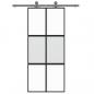 Preview: Schiebetür Schwarz 90x205 cm Hartglas und Aluminium