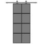 Preview: Schiebetür Schwarz 90x205 cm Hartglas und Aluminium