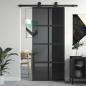 Preview: Schiebetür Schwarz 90x205 cm Hartglas und Aluminium