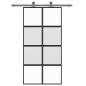 Preview: Schiebetür Schwarz 102,5x205 cm Hartglas und Aluminium