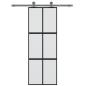 Preview: Schiebetür Schwarz 76x205 cm Hartglas und Aluminium