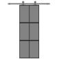 Preview: Schiebetür Schwarz 76x205 cm Hartglas und Aluminium