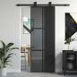 Preview: Schiebetür Schwarz 76x205 cm Hartglas und Aluminium