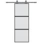 Preview: Schiebetür Schwarz 76x205 cm Hartglas und Aluminium