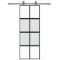 Preview: Schiebetür Schwarz 76x205 cm Hartglas und Aluminium