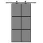 Preview: Schiebetür Schwarz 102,5x205 cm Hartglas und Aluminium
