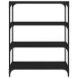 Preview: Bücherregal Schwarz 80x33x100 cm Holzwerkstoff und Stahl