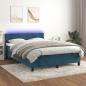 Preview: ARDEBO.de - Boxspringbett mit Matratze & LED Dunkelblau 140x190 cm Samt