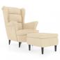 Preview: Ohrensessel mit Hocker Creme Samt