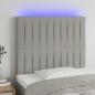 Preview: ARDEBO.de - LED Kopfteil Hellgrau 100x5x118/128 cm Stoff