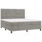 Preview: Boxspringbett mit Matratze & LED Hellgrau 160x200 cm Samt