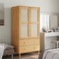 Preview: ARDEBO.de - Kleiderschrank SENJA Rattan-Optik Braun 90x55x175cm Kiefernholz