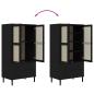 Preview: ARDEBO.de - Kleiderschrank SENJA Rattan-Optik Schwarz 90x55x175 cm