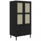 Preview: Kleiderschrank SENJA Rattan-Optik Schwarz 90x55x175 cm