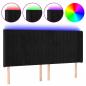 Preview: LED Kopfteil Schwarz 183x16x118/128 cm Samt