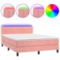 Preview: Boxspringbett mit Matratze & LED Rosa 140x200 cm Samt