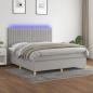 Preview: ARDEBO.de - Boxspringbett mit Matratze & LED Hellgrau 160x200 cm Stoff