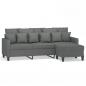 Preview: 3-Sitzer-Sofa mit Hocker Dunkelgrau 180 cm Stoff